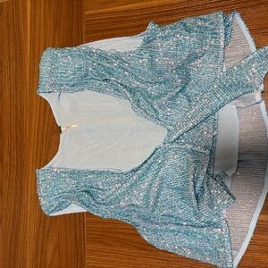 Free People Blue Sequin Sleeveless Bodysuit